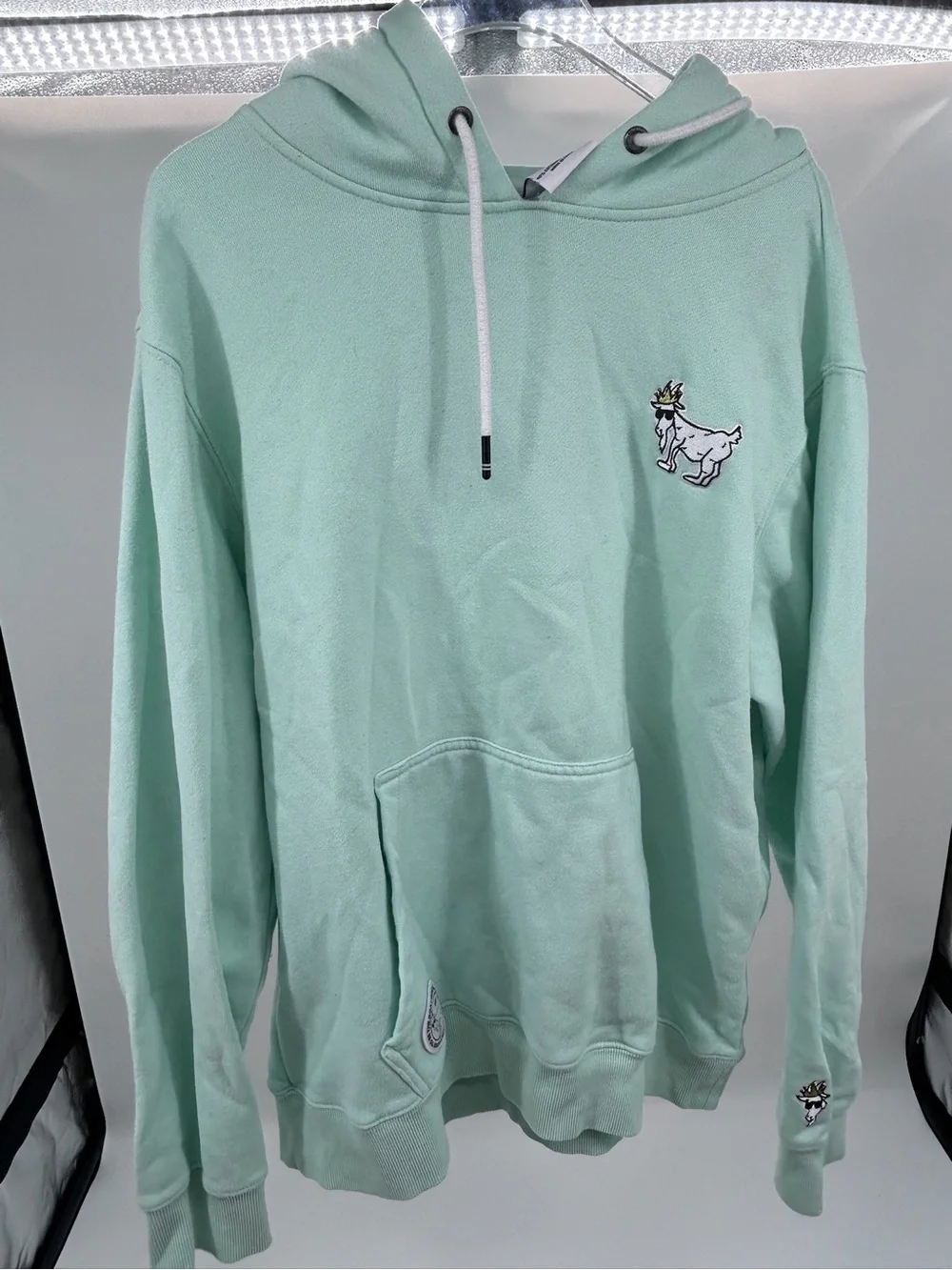 Kids Mint Green Hoodie with Goat Embroidery